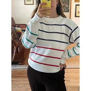 Vintage Cotton Multicolor Stripe Crew Neck Sweater